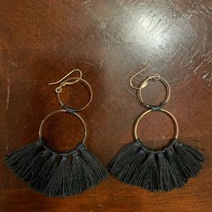 Black and gold feather earrings